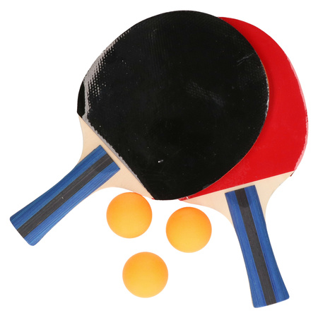 Tafeltennis setje - 2x bats en 9x ballen - hout/kunststof - 26 x 15 cm - pingpong