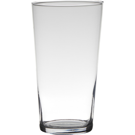 Vase - conical - glass - transparent -14 x 25 cm