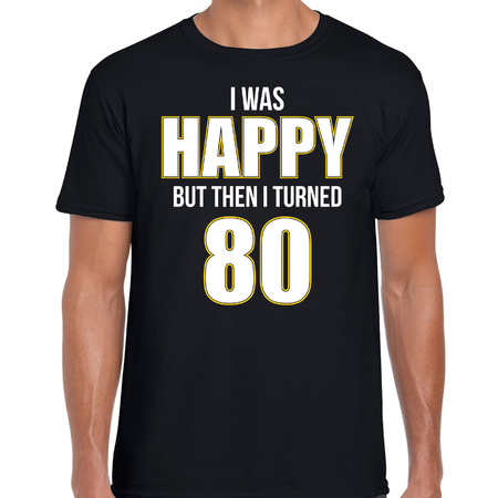 Verjaardag cadeau t-shirt 80 jaar - happy 80 zwart voor heren