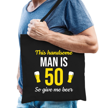 Birthday bag 50 year - this handsome man is 50 give beer black for men