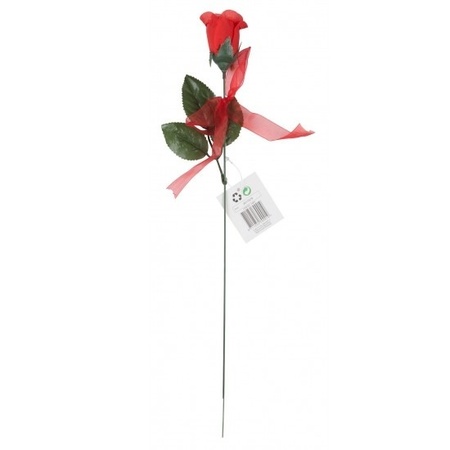 Voordelige rode rozen 3 stuks kunstbloemen 45 cm