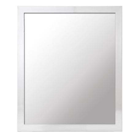 Silver square mirror white wooden frame 40 x 50 cm