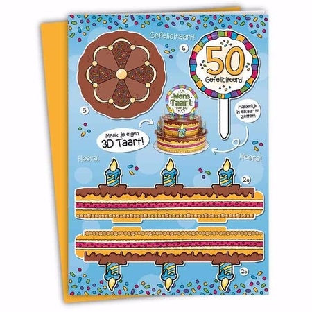 Mega 3D taart kaart Sarah 50 jaar