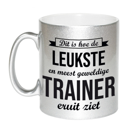 Leukste en meest geweldige trainer gift coffee mug / tea cup zilver 330 ml