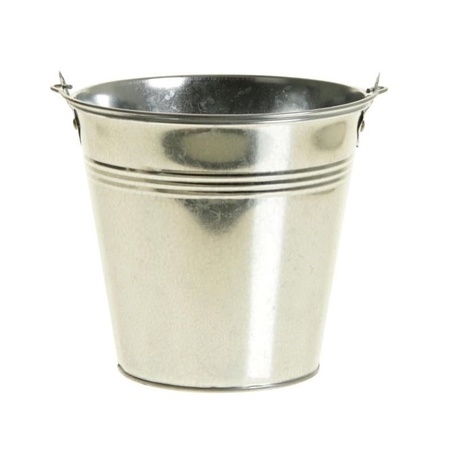 Zinc bucket/flower pot silver 16 cm