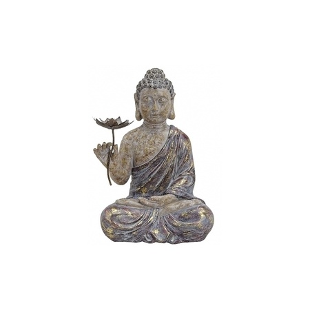 Boeddha tuinbeelden met bloem  48 cm